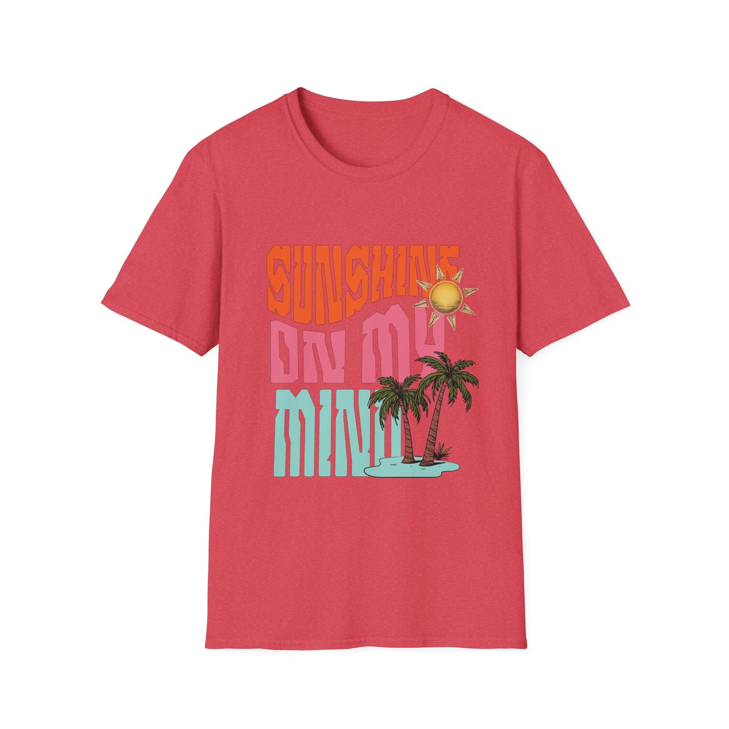 Sunshine on My Mind T-Shirt - Retro Sun Tee, Summer Aesthetic Shirt, Boho Beach Shirt, Happy Sun Graphic Tee, Positive Vibes Shirt