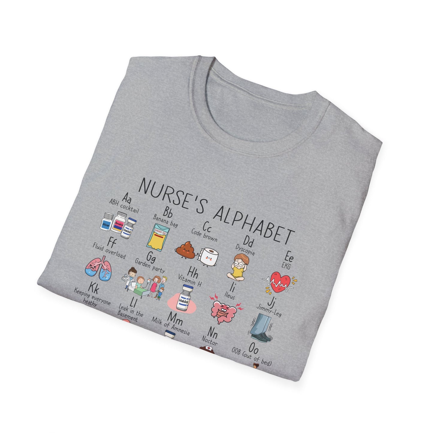 Nurse Alphabet Shirt, A-Z Nursing Letters Tee, RN LPN CNA Gift, Nurse Life Shirt, Cute Scrub Top, Healthcare Worker T-Shirt, nurse gift