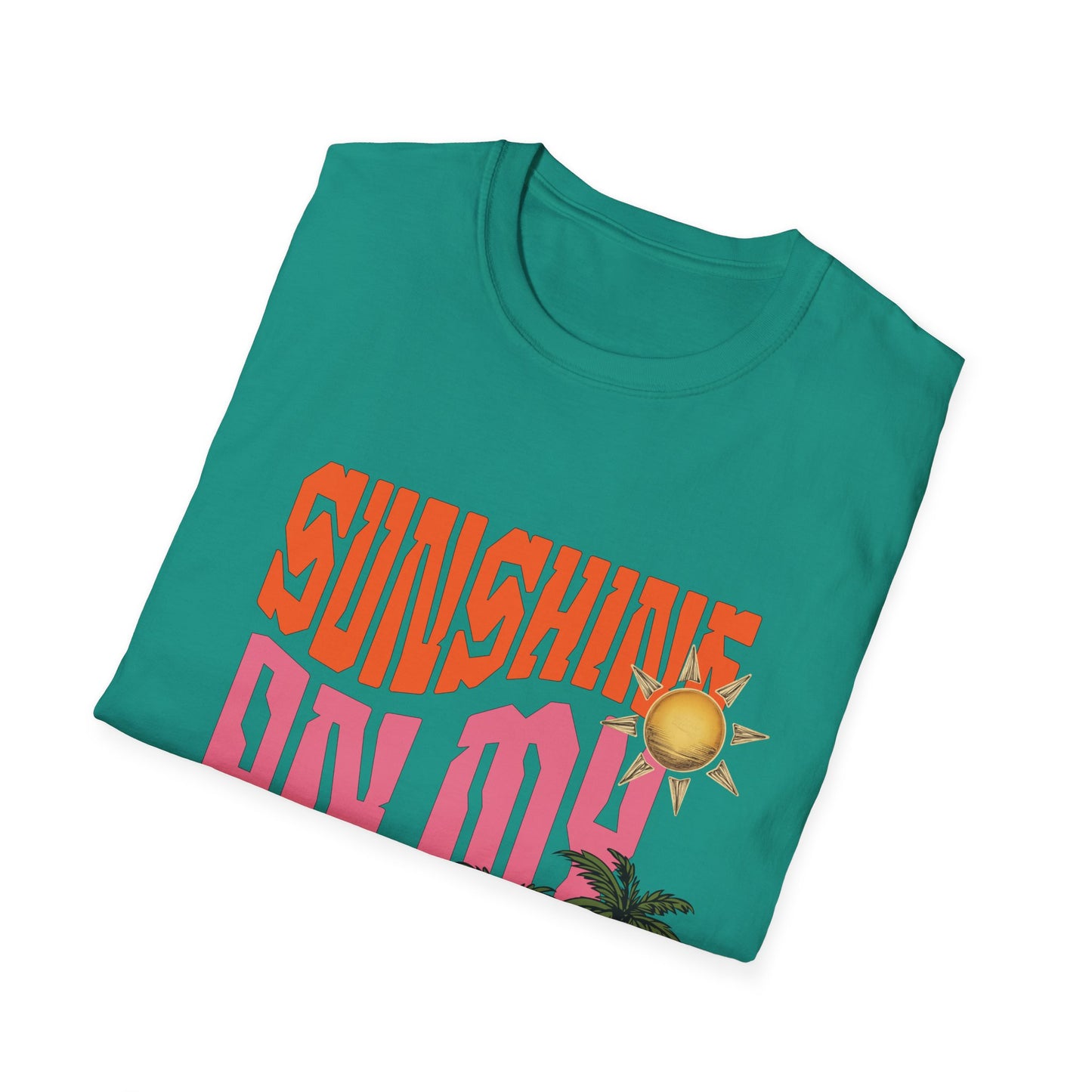 Sunshine on My Mind T-Shirt - Retro Sun Tee, Summer Aesthetic Shirt, Boho Beach Shirt, Happy Sun Graphic Tee, Positive Vibes Shirt