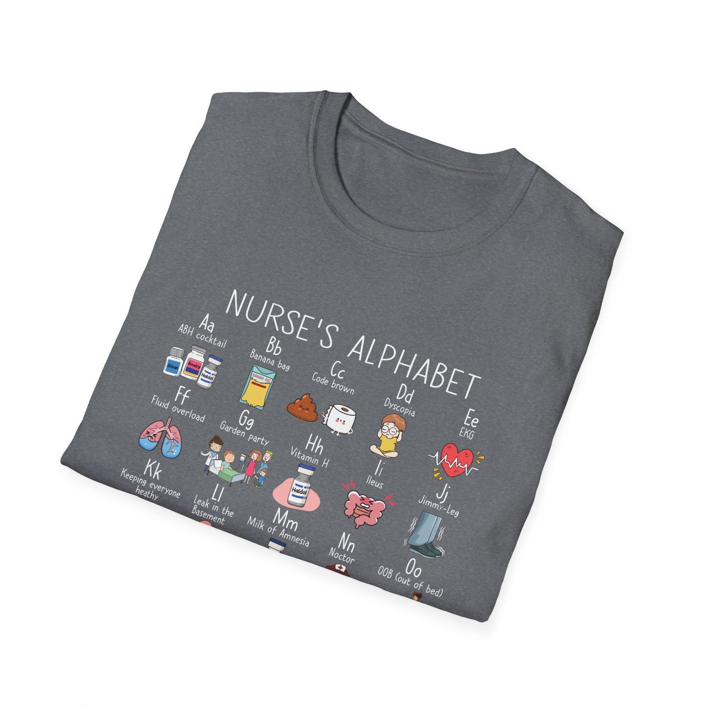 Nurse Alphabet Shirt, A-Z Nursing Letters Tee, RN LPN CNA Gift, Nurse Life Shirt, Cute Scrub Top, Healthcare Worker T-Shirt, nurse gift