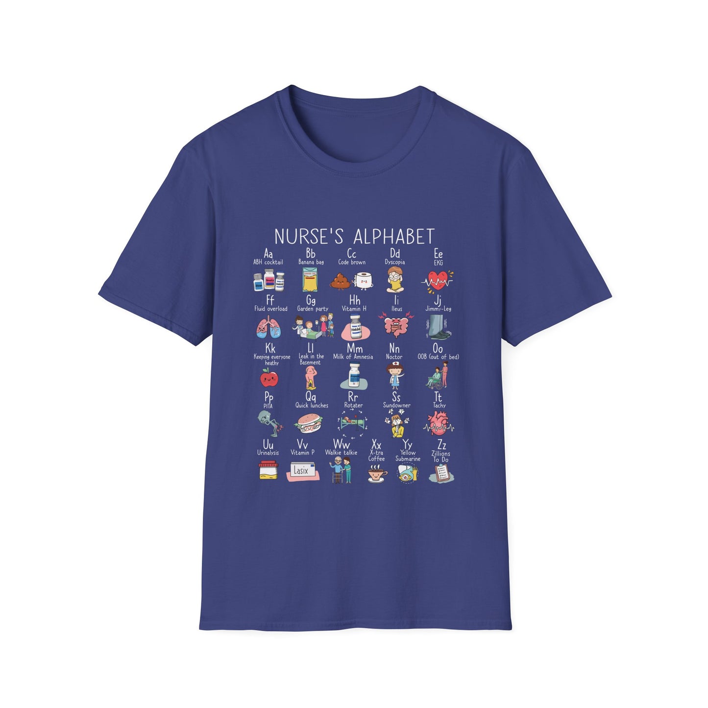 Nurse Alphabet Shirt, A-Z Nursing Letters Tee, RN LPN CNA Gift, Nurse Life Shirt, Cute Scrub Top, Healthcare Worker T-Shirt, nurse gift