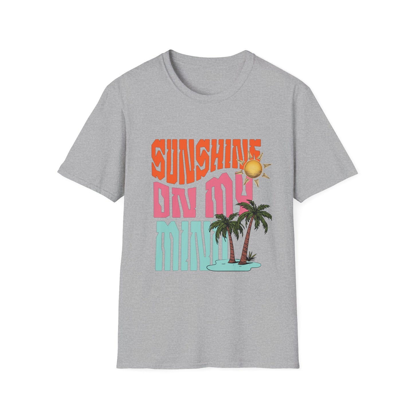 Sunshine on My Mind T-Shirt - Retro Sun Tee, Summer Aesthetic Shirt, Boho Beach Shirt, Happy Sun Graphic Tee, Positive Vibes Shirt
