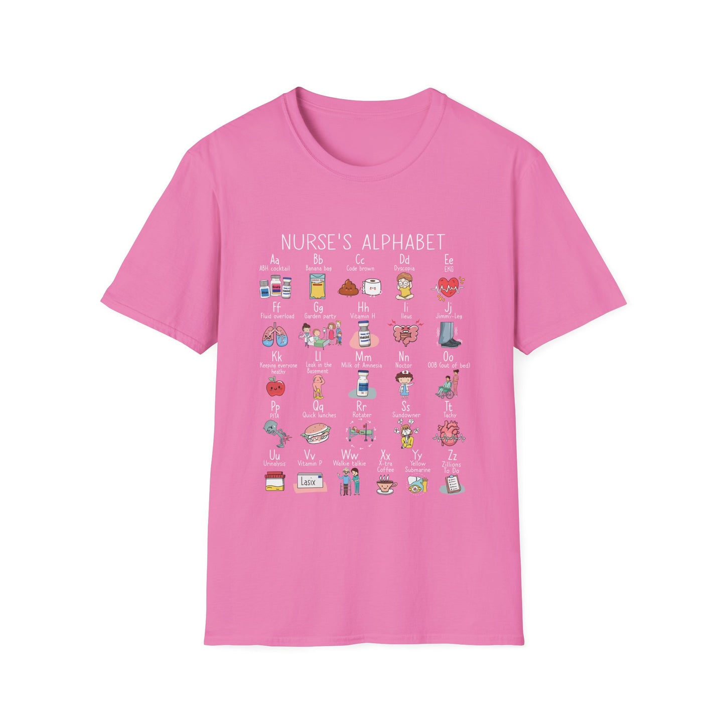 Nurse Alphabet Shirt, A-Z Nursing Letters Tee, RN LPN CNA Gift, Nurse Life Shirt, Cute Scrub Top, Healthcare Worker T-Shirt, nurse gift