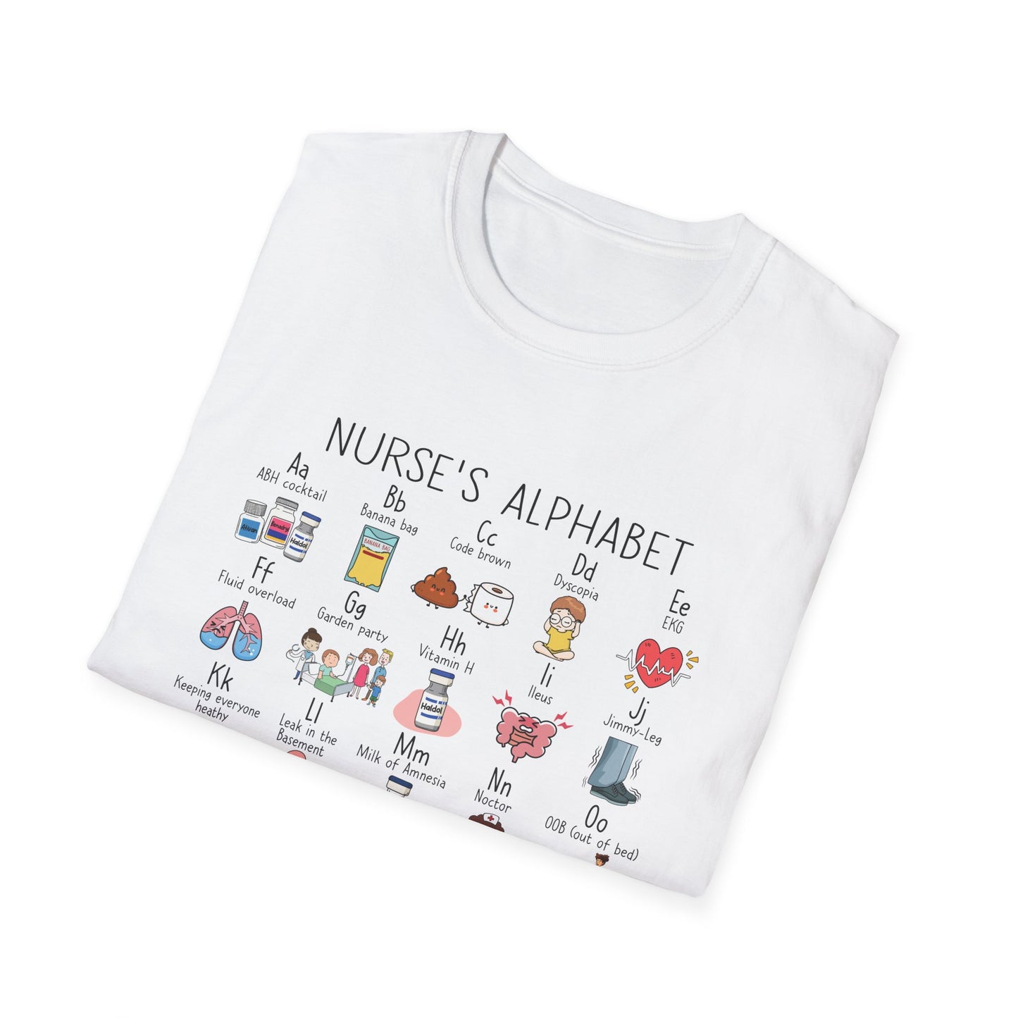 Nurse Alphabet Shirt, A-Z Nursing Letters Tee, RN LPN CNA Gift, Nurse Life Shirt, Cute Scrub Top, Healthcare Worker T-Shirt, nurse gift