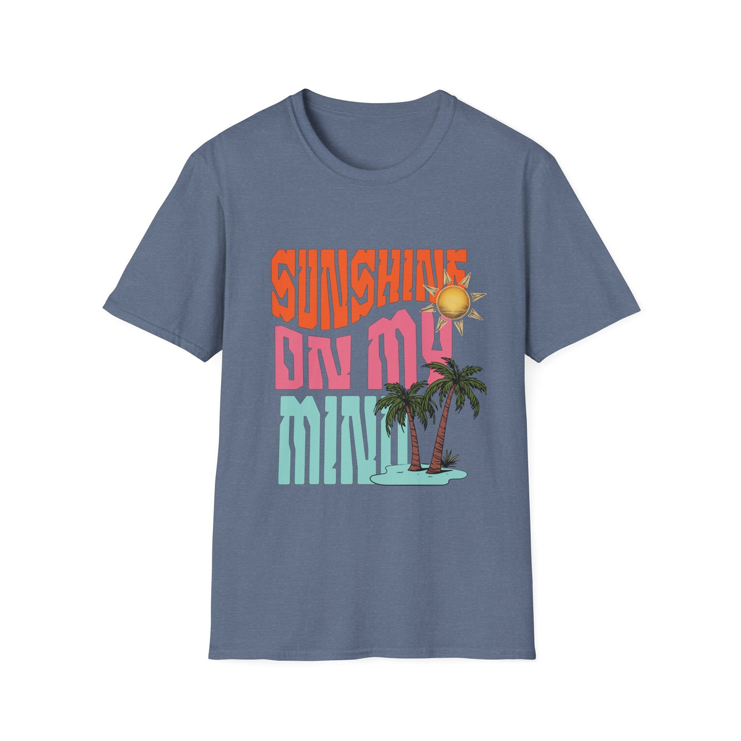 Sunshine on My Mind T-Shirt - Retro Sun Tee, Summer Aesthetic Shirt, Boho Beach Shirt, Happy Sun Graphic Tee, Positive Vibes Shirt