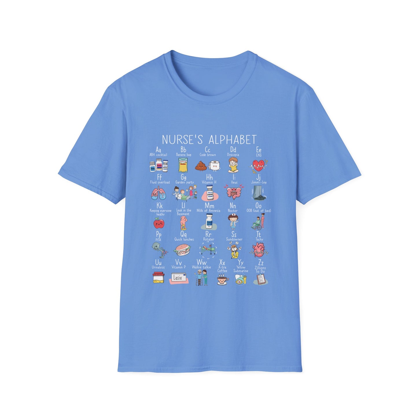 Nurse Alphabet Shirt, A-Z Nursing Letters Tee, RN LPN CNA Gift, Nurse Life Shirt, Cute Scrub Top, Healthcare Worker T-Shirt, nurse gift