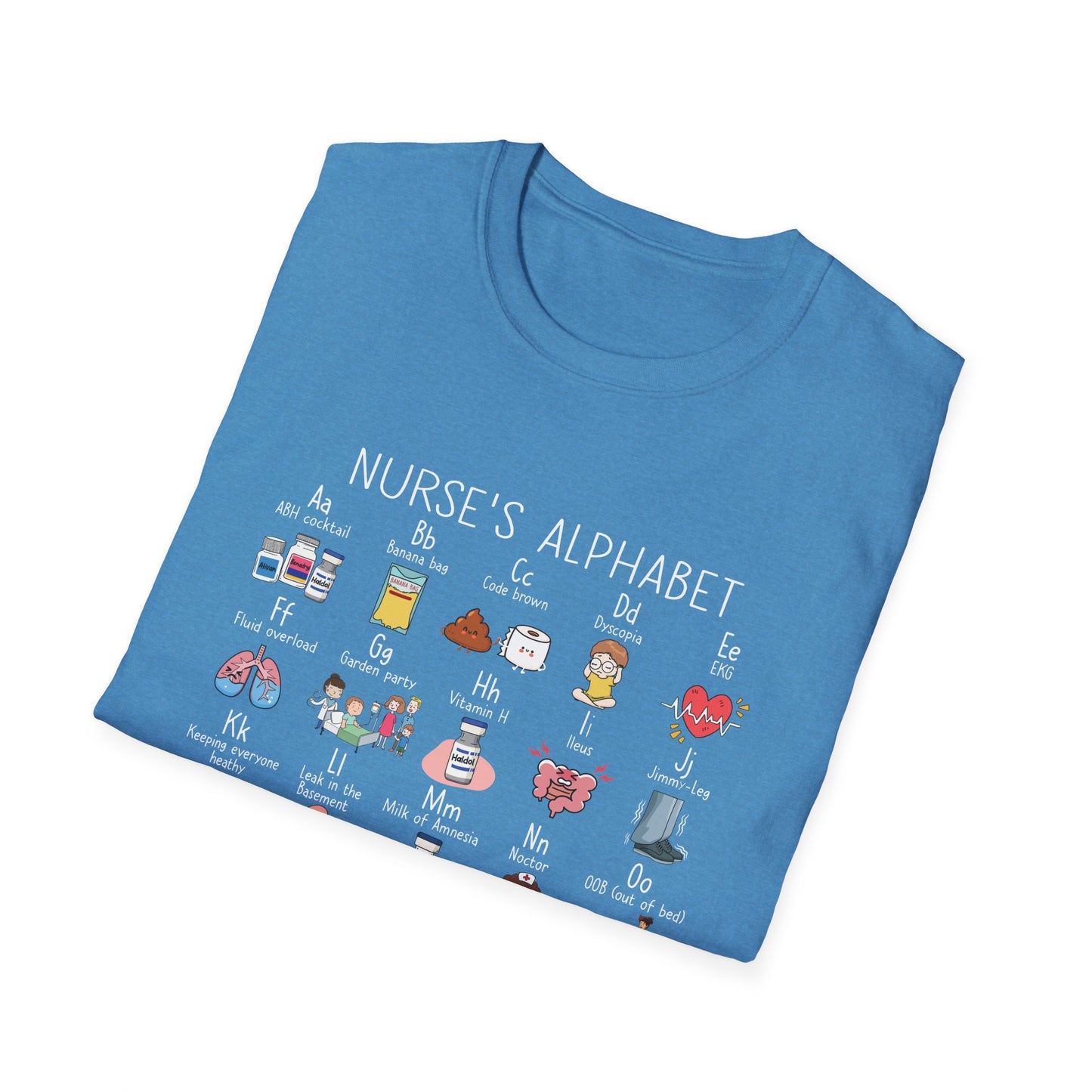 Nurse Alphabet Shirt, A-Z Nursing Letters Tee, RN LPN CNA Gift, Nurse Life Shirt, Cute Scrub Top, Healthcare Worker T-Shirt, nurse gift