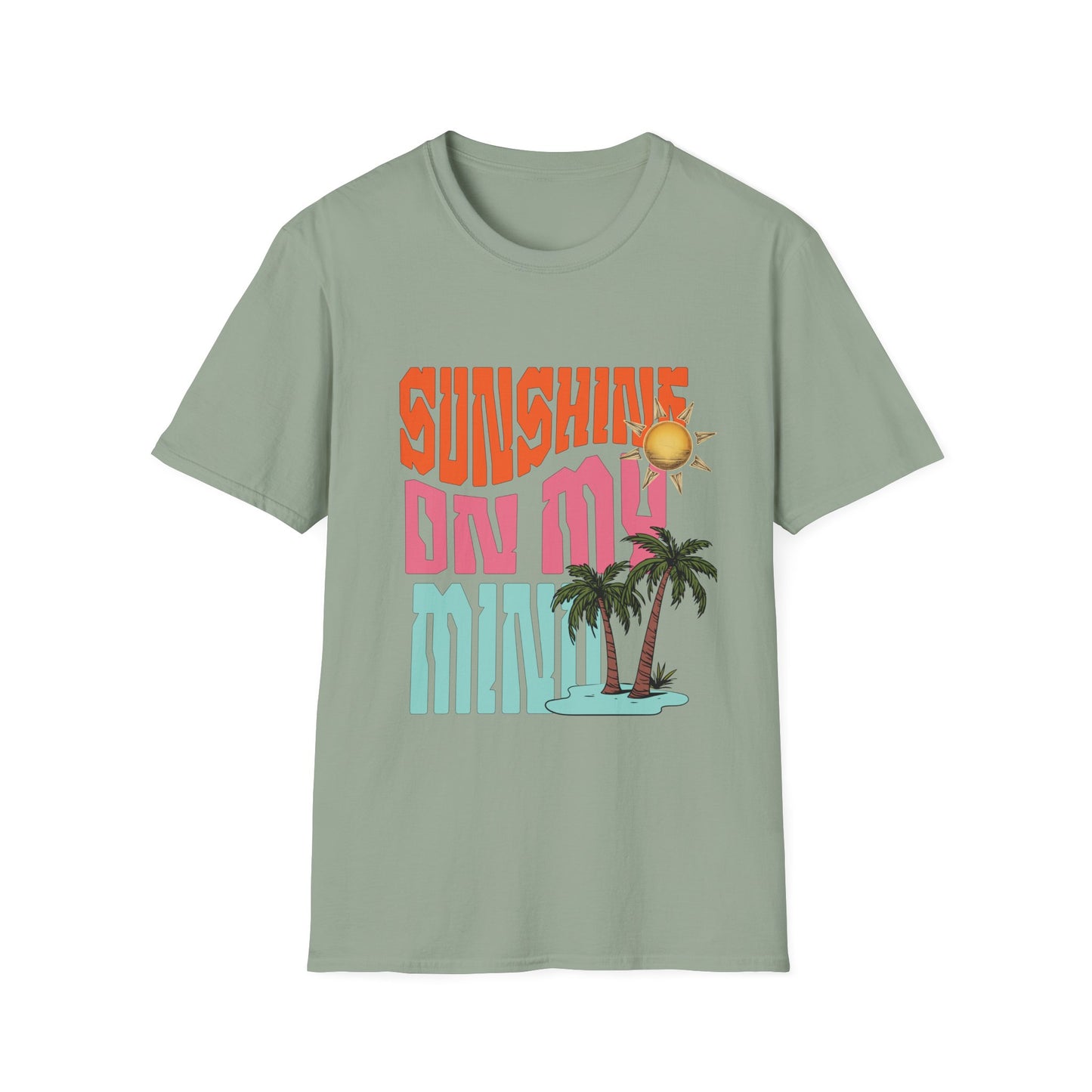 Sunshine on My Mind T-Shirt - Retro Sun Tee, Summer Aesthetic Shirt, Boho Beach Shirt, Happy Sun Graphic Tee, Positive Vibes Shirt