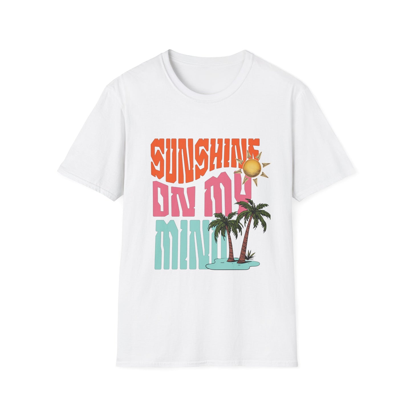 Sunshine on My Mind T-Shirt - Retro Sun Tee, Summer Aesthetic Shirt, Boho Beach Shirt, Happy Sun Graphic Tee, Positive Vibes Shirt