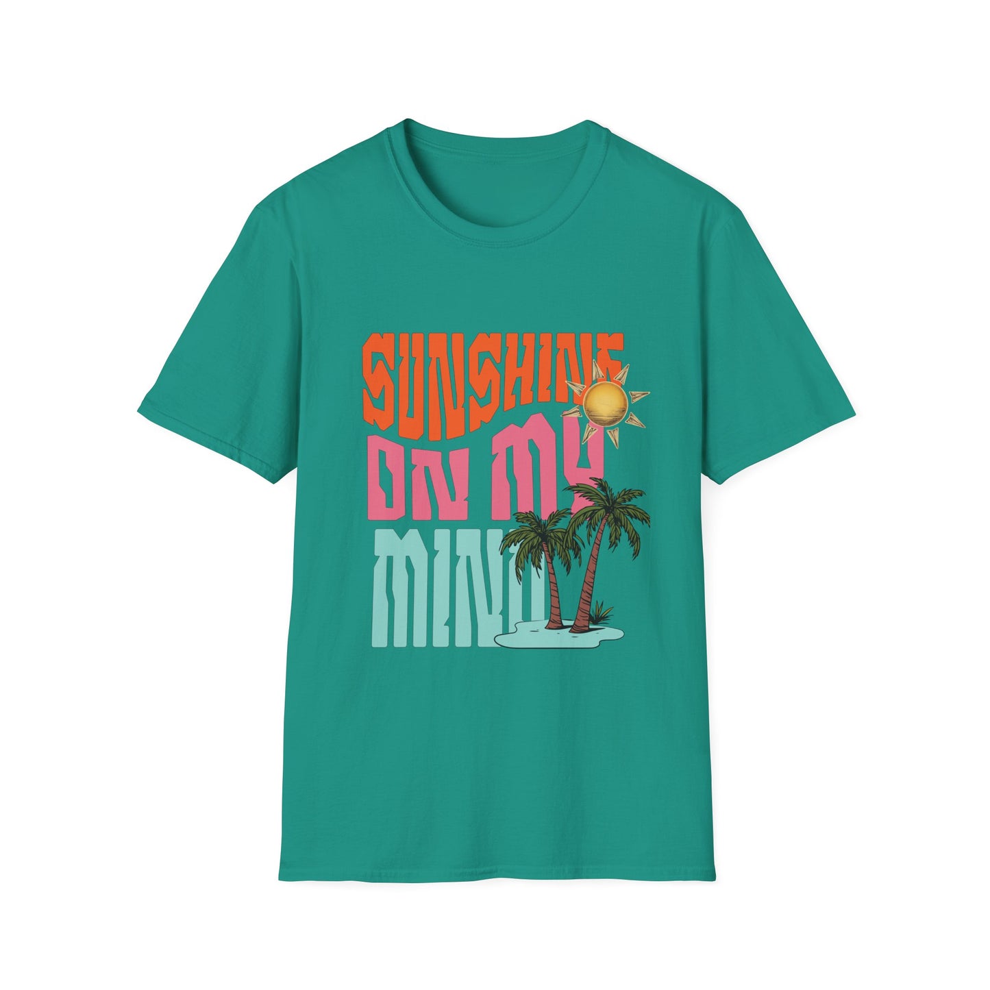 Sunshine on My Mind T-Shirt - Retro Sun Tee, Summer Aesthetic Shirt, Boho Beach Shirt, Happy Sun Graphic Tee, Positive Vibes Shirt