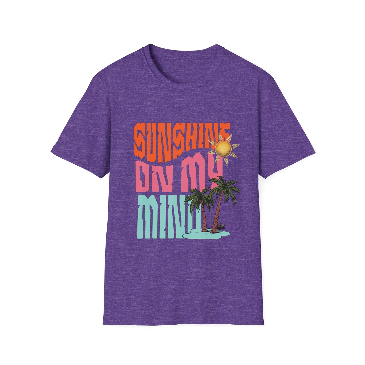 Sunshine on My Mind T-Shirt - Retro Sun Tee, Summer Aesthetic Shirt, Boho Beach Shirt, Happy Sun Graphic Tee, Positive Vibes Shirt