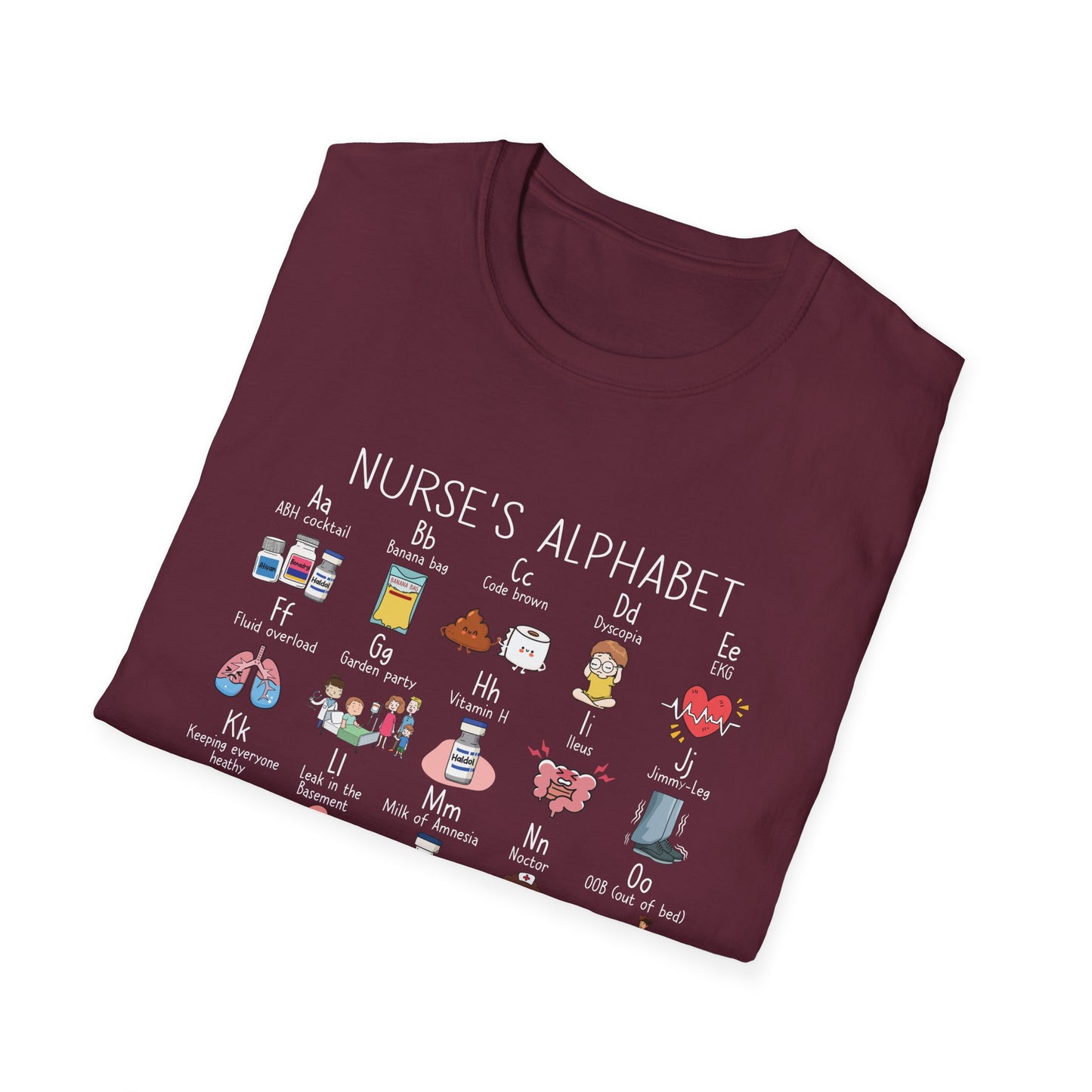 Nurse Alphabet Shirt, A-Z Nursing Letters Tee, RN LPN CNA Gift, Nurse Life Shirt, Cute Scrub Top, Healthcare Worker T-Shirt, nurse gift