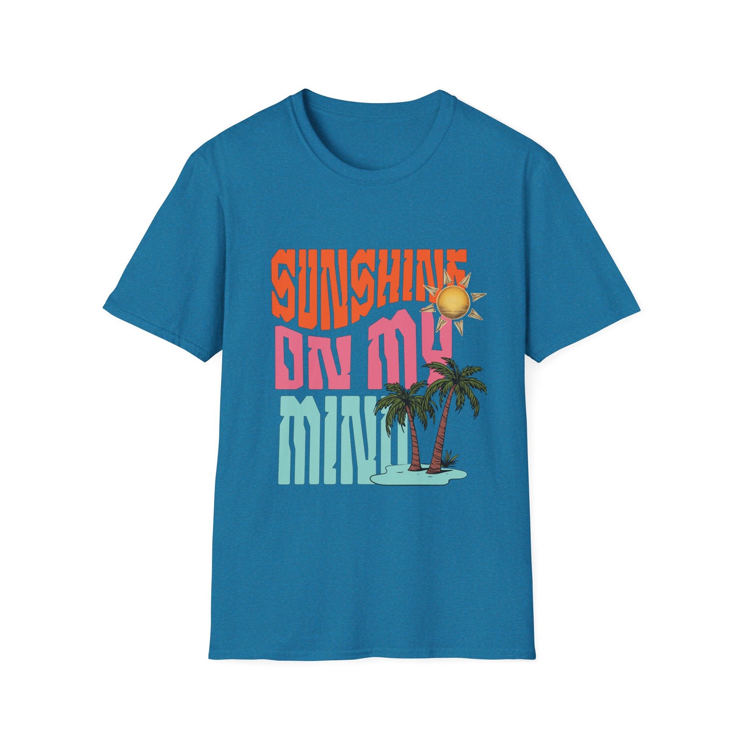 Sunshine on My Mind T-Shirt - Retro Sun Tee, Summer Aesthetic Shirt, Boho Beach Shirt, Happy Sun Graphic Tee, Positive Vibes Shirt