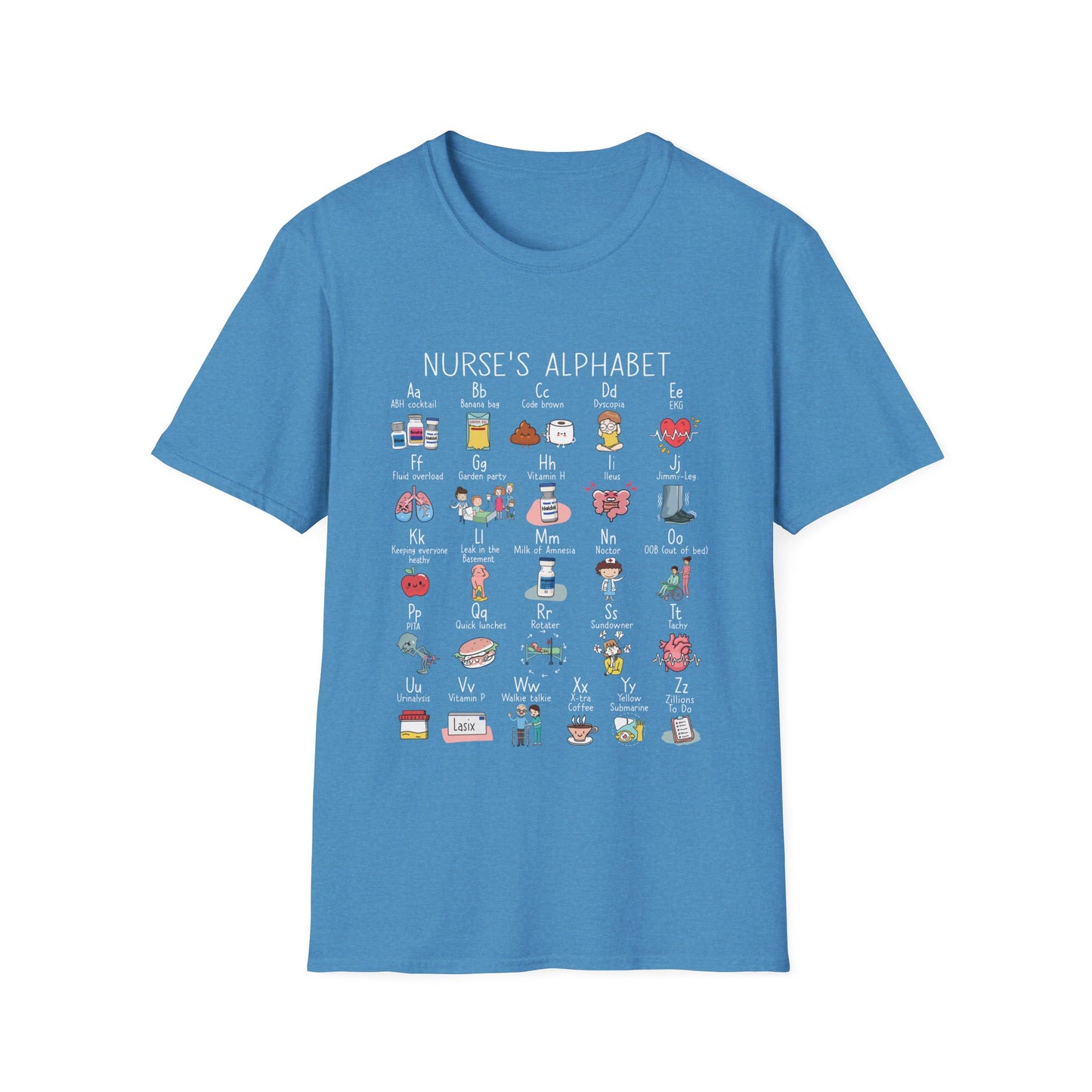 Nurse Alphabet Shirt, A-Z Nursing Letters Tee, RN LPN CNA Gift, Nurse Life Shirt, Cute Scrub Top, Healthcare Worker T-Shirt,  nurse gift